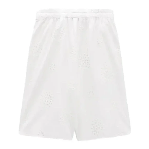 ZARA | White | EMBROIDERED LONG SHORTS - Picture 3 of 11